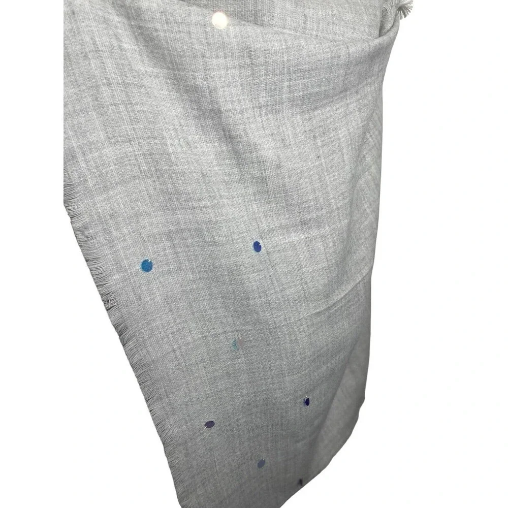 Savida Grey Disc Scarf Rectangle Blanket‎ Wrap Fringe 39 X 74 New with Tags
